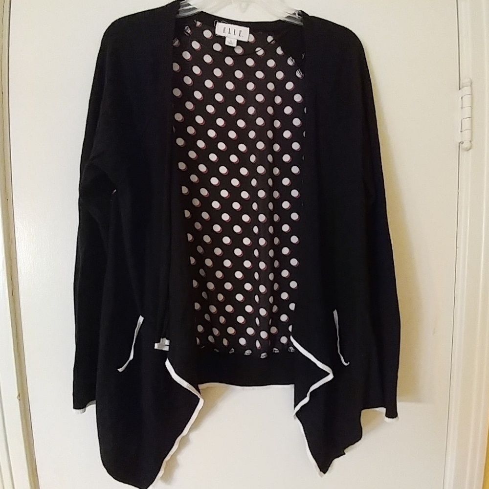 ELLE Open Front Cardigan Thin Lightweight Sweater M